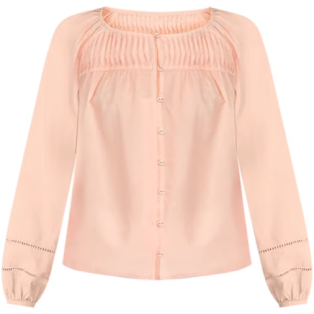 Wonderly Light Coral Button-Up Blouse Womens